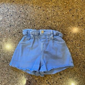 Zara Light Blue Paperbag Waist Denim Shorts